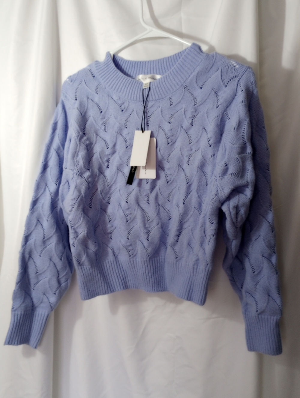 Chelsea & Theodore Soft Lavender Open-Work Wool Blend Sweater